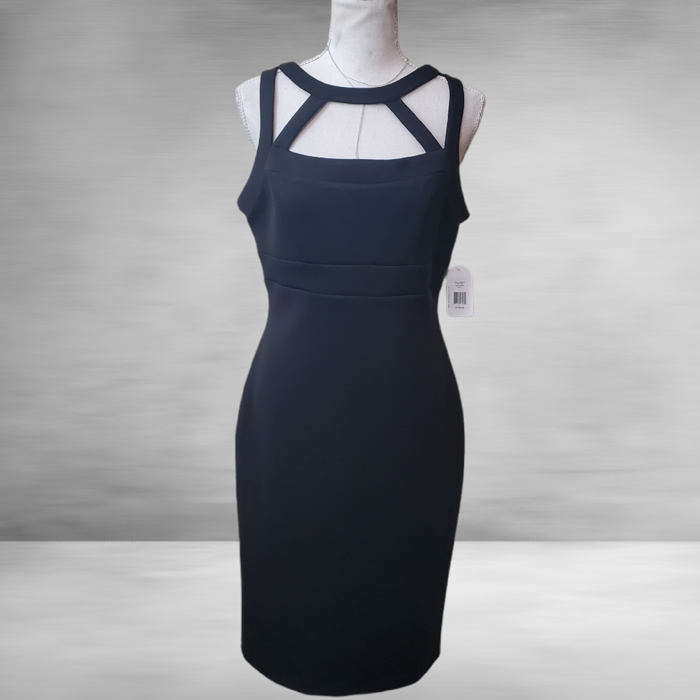 Jessica Simpson Sz 8 Black Caged Top Sheath Dress